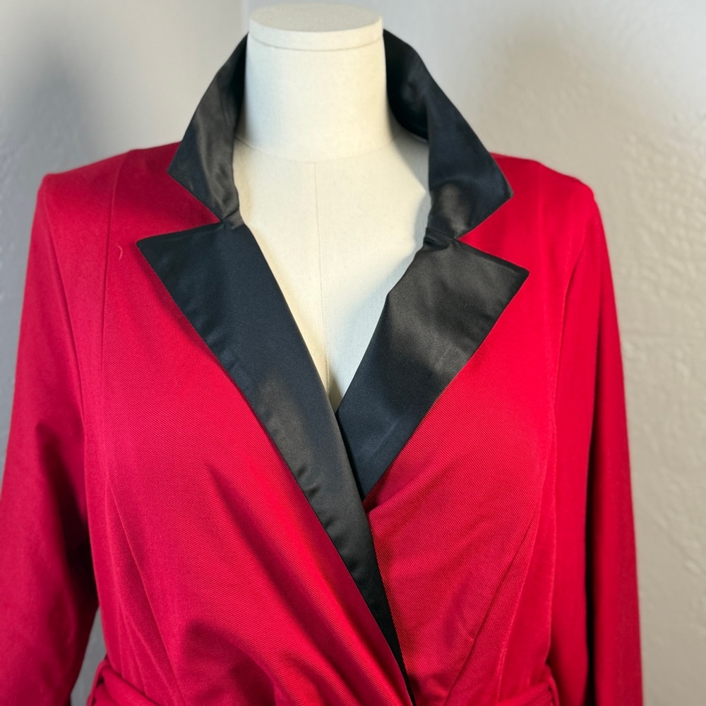 Torrid Red Tuxedo-Style Wrap Dress Black Satin Trim Size 20 - Picture 4 of 9
